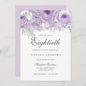 Invitation Fleur d'argent violet de lavande 80e fête d'annive (Devant / Derrière)