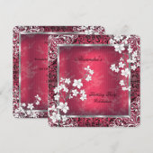 Invitation Fleur d'Asie Rouge Blanc noir dentelle Anniversair (Devant / Derrière)