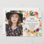 Invitation Fleur d'automne anniversaire rustique, adulte n'im (Devant)