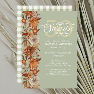 Invitation Fleur d'automne de la femme surprise 50e anniversa