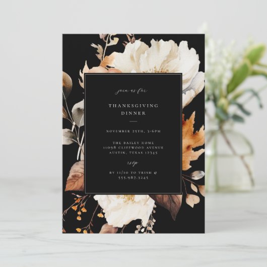 Invitation Fleur d'automne moderne Thanksgiving Dîner fête (Debout devant)