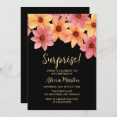 Invitation Fleur d'automne N'importe quel âge Surprise Noir A (Devant / Derrière)