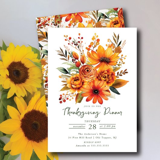 Invitation Fleur d'automne Thanksgiving
