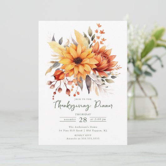 Invitation Fleur d'automne Thanksgiving (Debout devant)