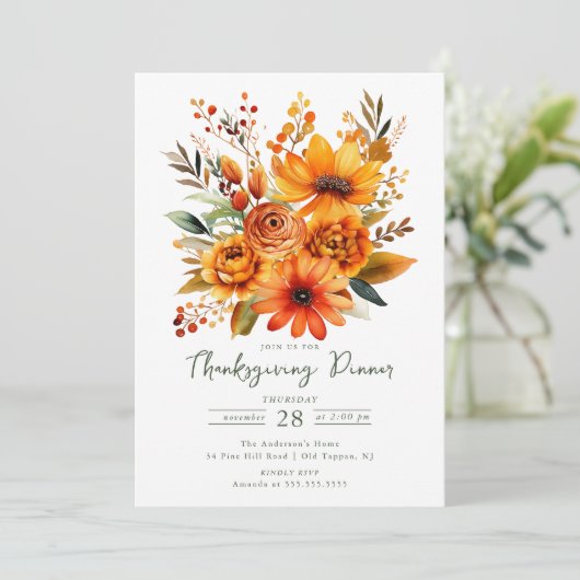 Invitation Fleur d'automne Thanksgiving (Debout devant)