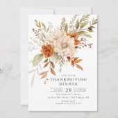 Invitation Fleur d'automne Thanksgiving Dîner (Devant)