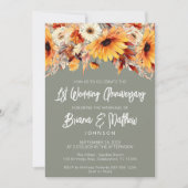 Invitation Fleur de automne vert 1er anniversaire Mariage (Devant)