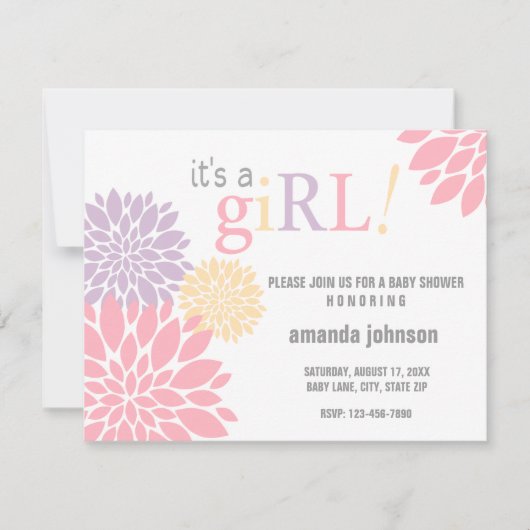 Invitation Fleur de Baby shower personnalisée (Devant)