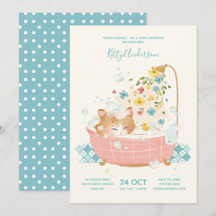 Invitation Fleur de bain moussant Kitty Cat Baby Shower