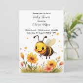 Invitation Fleur de bande dessinée d'abeille mignonne (Debout devant)