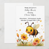 Invitation Fleur de bande dessinée d'abeille mignonne (Devant / Derrière)