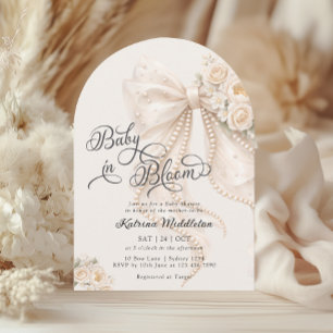 Invitation Fleur de bébé Élégant Nœud Papillon Baby Shower