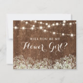 Invitation Fleur de bébé en bois rustique Demoiselle d'honneu (Devant)