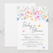 Invitation Fleur de bébé Fête de bébé florale (Devant / Derrière)