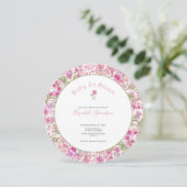 Invitation Fleur de bébé rose Fête de bébé fille (Debout devant)
