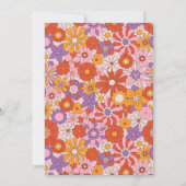 Invitation Fleur de bébé Rose Rétro Fête de Bébé Groovy (Dos)