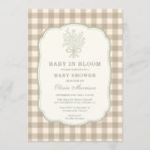 Invitation Fleur de bébé Shower bébé Gingham Neutre (Devant)
