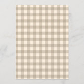 Invitation Fleur de bébé Shower bébé Gingham Neutre (Dos)