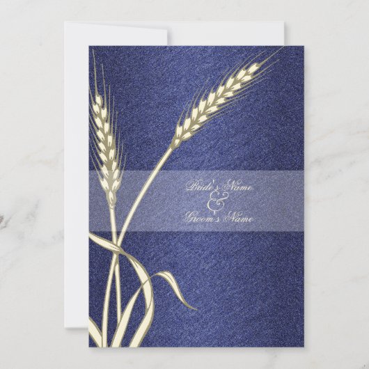 Invitation Fleur de blé mariage à crème bleue (Devant)