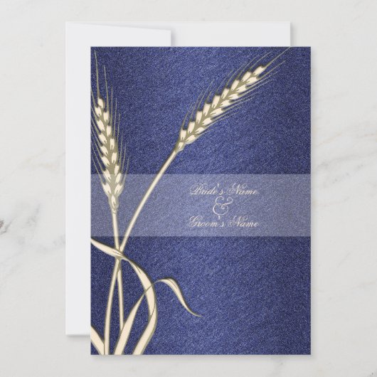 Invitation Fleur de blé mariage à crème bleue (Devant)