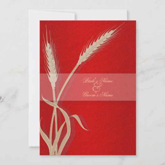 Invitation Fleur de blé mariage crème rouge (Devant)