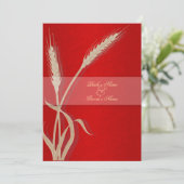 Invitation Fleur de blé mariage crème rouge (Debout devant)