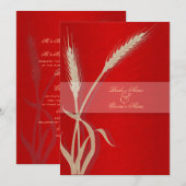 Invitation Fleur de blé mariage crème rouge (Devant / Derrière)