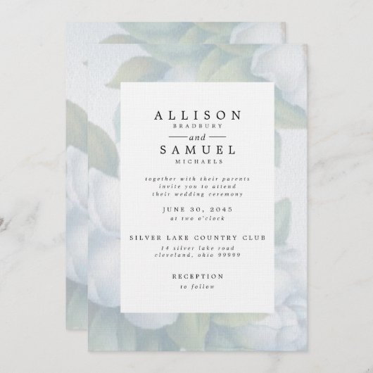 Invitation Fleur de bois de chien blanc (Devant / Derrière)