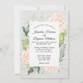 Invitation Fleur de Bois Rustique Art Floral Aquarelle Rose I (Devant)