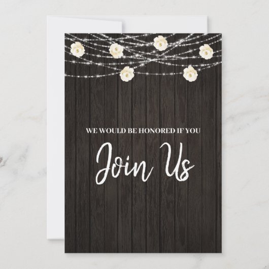 Invitation *~* Fleur de bois rustique Lumières Rose Fête des  (Dos)