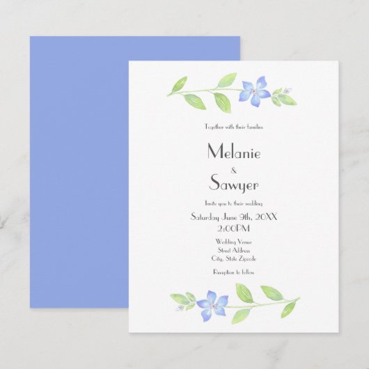 Invitation Fleur de bordure de l'aquarelle (Devant / Derrière)