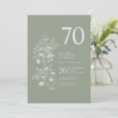 Invitation Fleur de Botanique Sage Vert 70e Anniversaire (Debout devant)