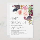 Invitation Fleur de Bourgogne et Baby shower de code QR Fig (Devant)