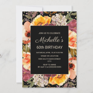 Invitation Fleur de Bourgogne Noir Orange 60e Anniversaire