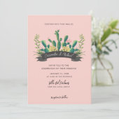 Invitation Fleur de Cactus du désert | Mariage rose (Debout devant)