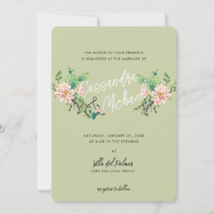 Invitation Fleur de Cactus du désert   Mariage rose