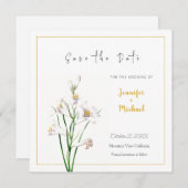 Invitation Fleur de calligraphie couleur or mariage Enregistr (Devant / Derrière)