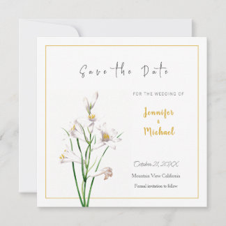 Invitation Fleur de calligraphie couleur or mariage Enregistr
