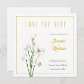 Invitation Fleur de calligraphie couleur or mariage Enregistr (Devant / Derrière)