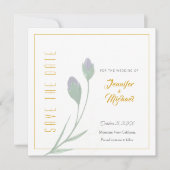 Invitation Fleur de calligraphie couleur or mariage Enregistr (Devant)