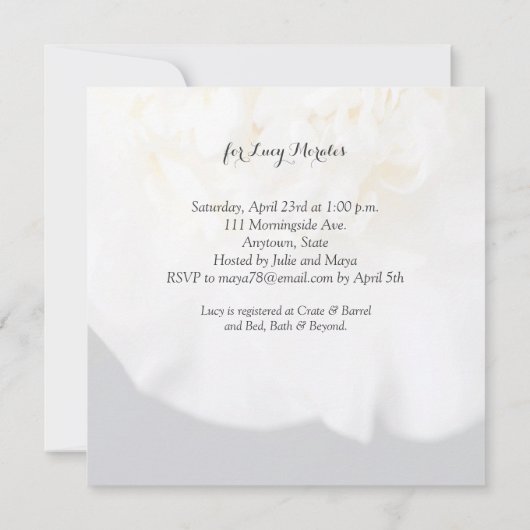 Invitation Fleur de camélia blanc (Dos)