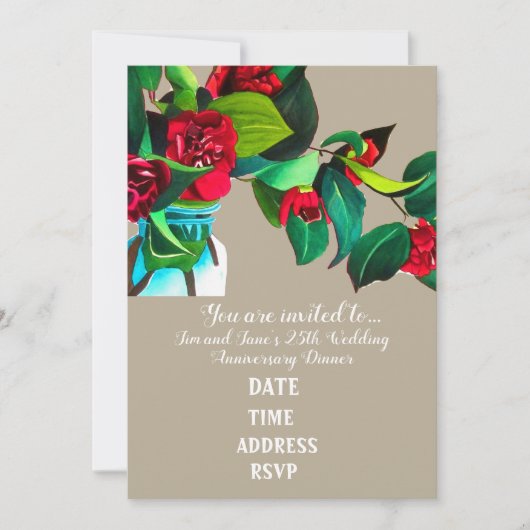 Invitation Fleur de Camellia mariage anniversaire (Devant)