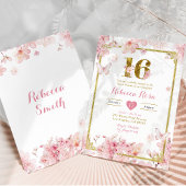 Invitation Fleur de cerise rose Fille Florale Royal Sweet 16