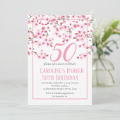 Invitation Fleur de cerise rose pâle 50e anniversaire Floral (Debout devant)