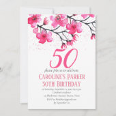 Invitation Fleur de cerise rose pâle 50e anniversaire Floral (Devant)