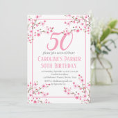 Invitation Fleur de cerise rose pâle 50e anniversaire Floral (Debout devant)