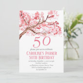 Invitation Fleur de cerise rose pâle 50e anniversaire Floral (Debout devant)
