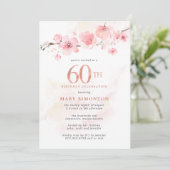 Invitation Fleur de cerise rose pâle 60e anniversaire (Debout devant)