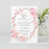 Invitation Fleur de cerise rose pâle 70e anniversaire (Debout devant)