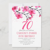 Invitation Fleur de cerise rose pâle 70e anniversaire Floral (Devant)